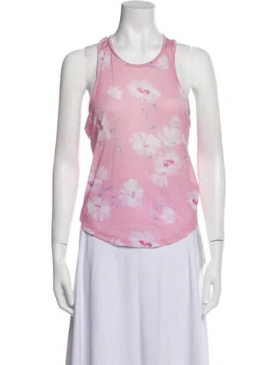 Pre-owned Loveshackfancy Floral Print Scoop Neck Top In Pink