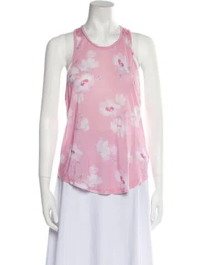 Pre-owned Loveshackfancy Floral Print Scoop Neck Top In Pink