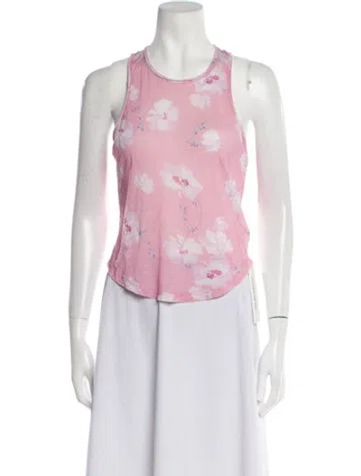 Pre-owned Loveshackfancy Floral Print Scoop Neck Top In Pink