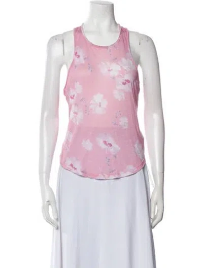 Pre-owned Loveshackfancy Floral Print Scoop Neck Top In Pink