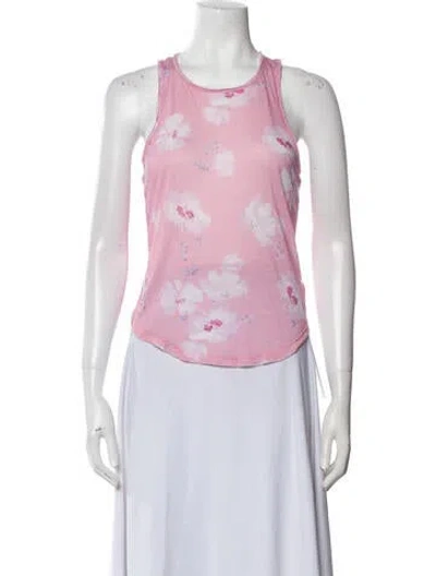 Pre-owned Loveshackfancy Floral Print Scoop Neck Top In Pink