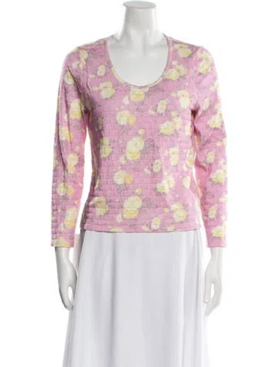 Pre-owned Loveshackfancy Floral Print Scoop Neck Top In Pink