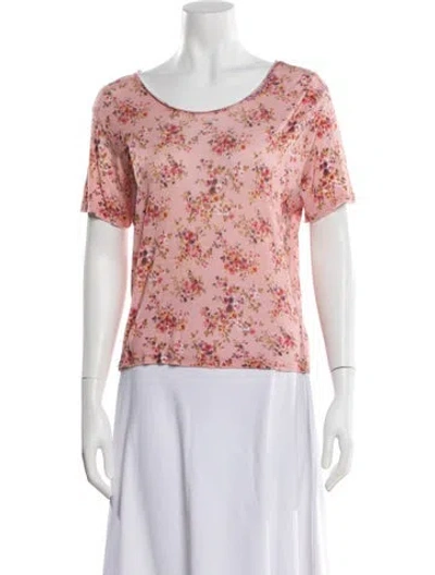 Pre-owned Loveshackfancy Floral Print Scoop Neck Top In Pink