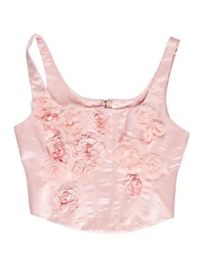 Pre-owned Loveshackfancy Floral Print Scoop Neck Top In Pink