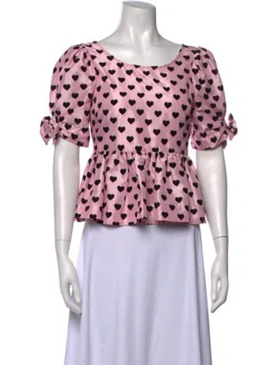 Pre-owned Loveshackfancy Floral Print Scoop Neck Top In Pink
