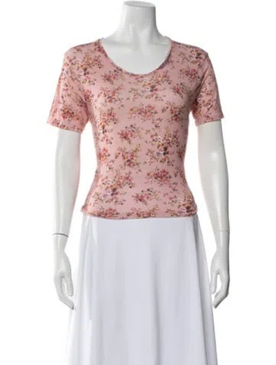 Pre-owned Loveshackfancy Floral Print Scoop Neck Top In Pink