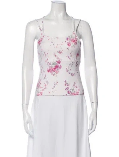 Pre-owned Loveshackfancy Floral Print Scoop Neck Top In Purple