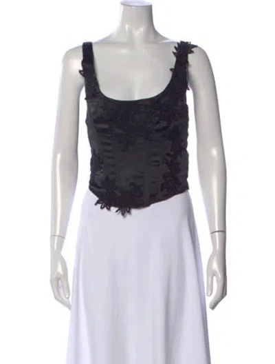 Pre-owned Loveshackfancy Floral Print Scoop Neck Top W/ Tags In Blue
