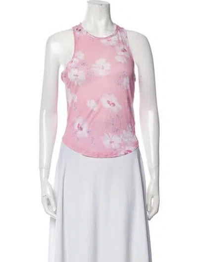 Pre-owned Loveshackfancy Floral Print Scoop Neck Top W/ Tags In Pink