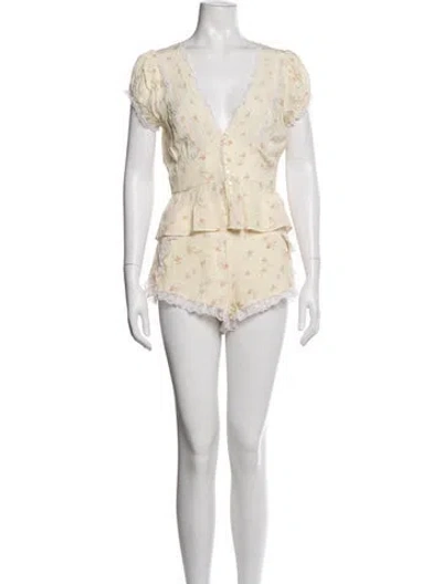 Pre-owned Loveshackfancy Floral Print Set W/ Tags In Purple