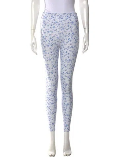 Pre-owned Loveshackfancy Floral Print Skinny Leg Pants In Blue