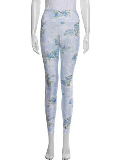 Pre-owned Loveshackfancy Floral Print Skinny Leg Pants In Blue/white