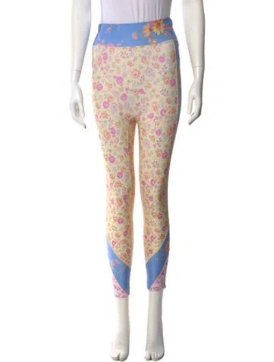 Pre-owned Loveshackfancy Floral Print Skinny Leg Pants In Multi