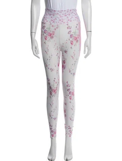 Pre-owned Loveshackfancy Floral Print Skinny Leg Pants In Multi