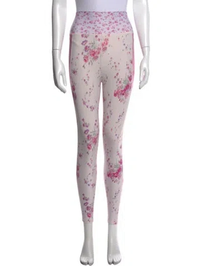 Pre-owned Loveshackfancy Floral Print Skinny Leg Pants In Neutrals/pink