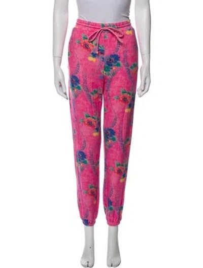 Pre-owned Loveshackfancy Floral Print Skinny Leg Pants In Pink