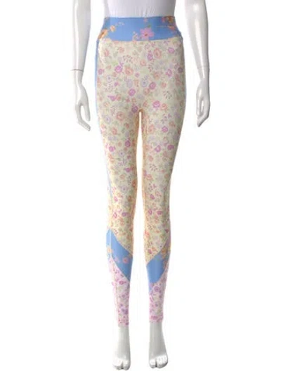 Pre-owned Loveshackfancy Floral Print Skinny Leg Pants In Pink