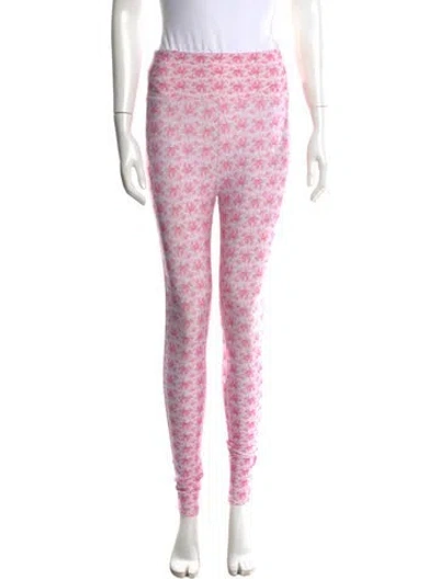Pre-owned Loveshackfancy Floral Print Skinny Leg Pants In Pink