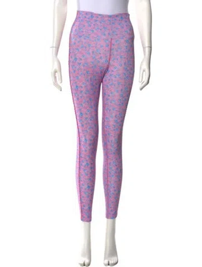 Pre-owned Loveshackfancy Floral Print Skinny Leg Pants In Pink