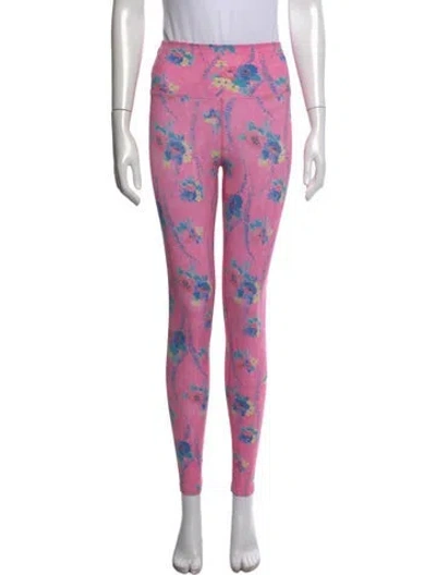 Pre-owned Loveshackfancy Floral Print Skinny Leg Pants In Pink