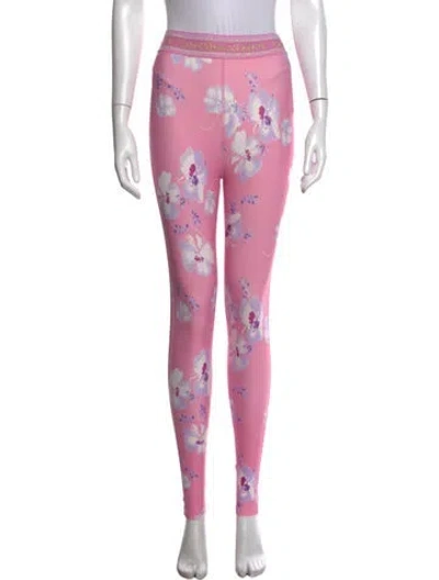 Pre-owned Loveshackfancy Floral Print Skinny Leg Pants In Pink