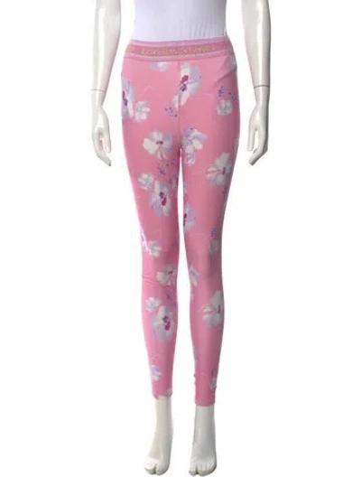 Pre-owned Loveshackfancy Floral Print Skinny Leg Pants In Pink