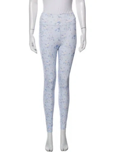 Pre-owned Loveshackfancy Floral Print Skinny Leg Pants W/ Tags In Blue