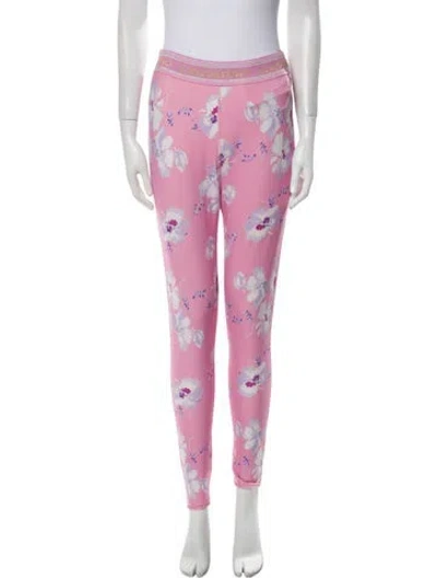 Pre-owned Loveshackfancy Floral Print Skinny Leg Pants W/ Tags In Pink