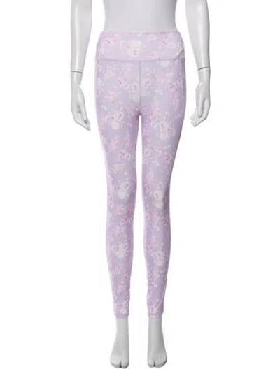 Pre-owned Loveshackfancy Floral Print Skinny Leg Pants W/ Tags In Purple