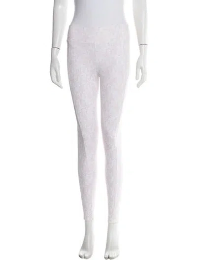 Pre-owned Loveshackfancy Floral Print Skinny Leg Pants In White