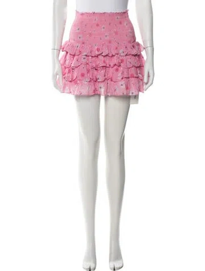 Pre-owned Loveshackfancy Floral Print Skirt In Pink