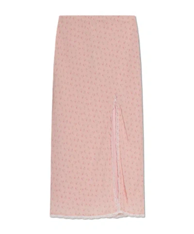 Loveshackfancy Floral Print Skirt In Pink