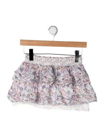 Pre-owned Loveshackfancy Kids' Floral Print Skirt In Purple