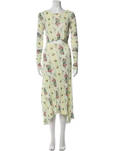 Pre-owned Loveshackfancy Floral Print Skirt Set In Green