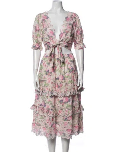 Pre-owned Loveshackfancy Floral Print Skirt Set In Pink
