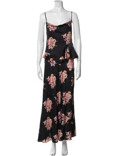 Pre-owned Loveshackfancy Floral Print Skirt Set W/ Tags In Black