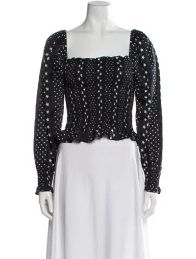 Pre-owned Loveshackfancy Floral Print Square Neckline Blouse In Multi