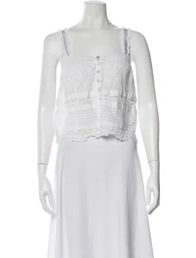 Pre-owned Loveshackfancy Floral Print Square Neckline Blouse In Neutral