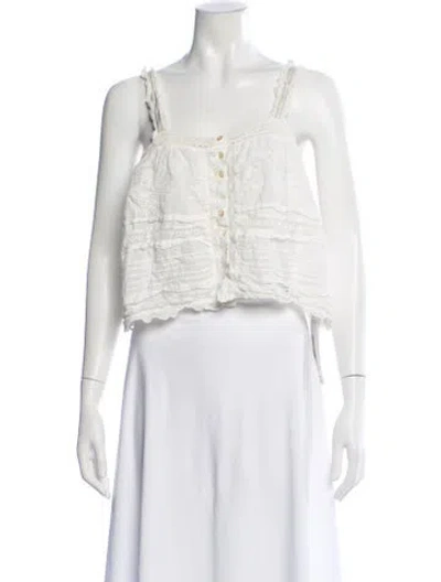 Pre-owned Loveshackfancy Floral Print Square Neckline Blouse In Neutral