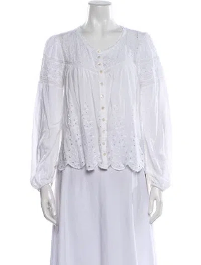 Pre-owned Loveshackfancy Floral Print Square Neckline Blouse In Neutral