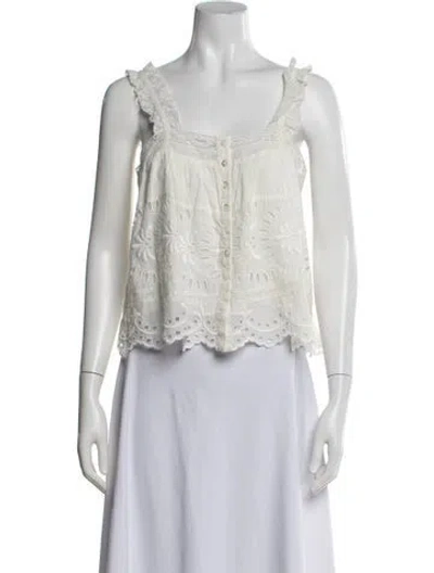 Pre-owned Loveshackfancy Floral Print Square Neckline Blouse In Neutral