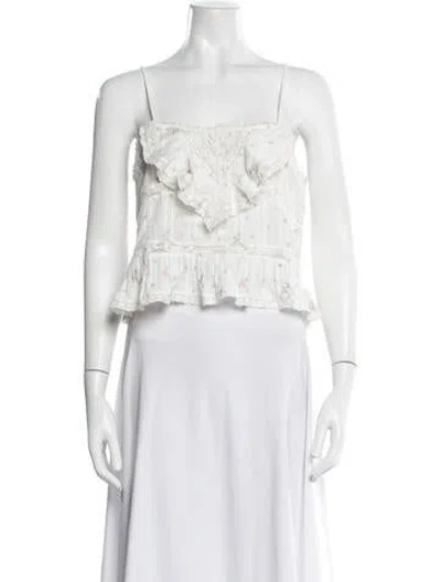 Pre-owned Loveshackfancy Floral Print Square Neckline Blouse In Neutrals