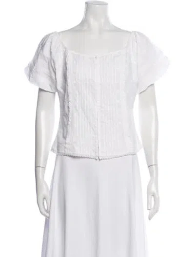 Pre-owned Loveshackfancy Floral Print Square Neckline Blouse W/ Tags In Neutrals