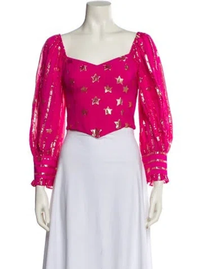 Pre-owned Loveshackfancy Floral Print Square Neckline Crop Top W/ Tags In Multi