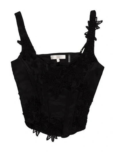 Pre-owned Loveshackfancy Floral Print Square Neckline Top In Black