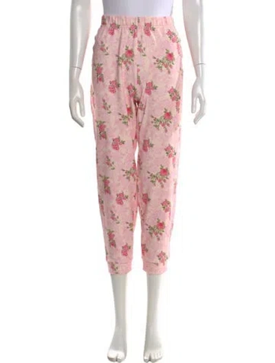 Pre-owned Loveshackfancy Floral Print Straight Leg Pants In Pink