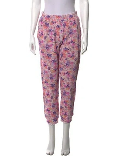 Pre-owned Loveshackfancy Floral Print Straight Leg Pants In Pink