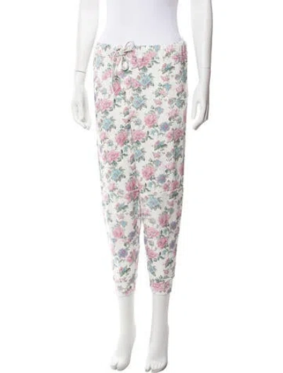 Pre-owned Loveshackfancy Floral Print Straight Leg Pants W/ Tags In Pink