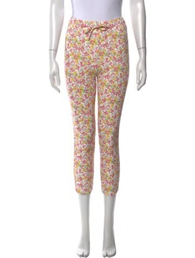 Pre-owned Loveshackfancy Floral Print Straight Leg Pants In Yellow