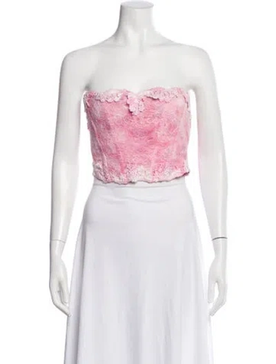 Pre-owned Loveshackfancy Floral Print Strapless Blouse W/ Tags In Multi